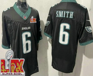 Men's Philadelphia Eagles #6 DeVonta Smith Limited Black Super Bowl LIX FUSE Vapor Jersey