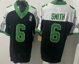 Men's Philadelphia Eagles #6 DeVonta Smith Limited Black Thanksgiving FUSE Vapor Jersey