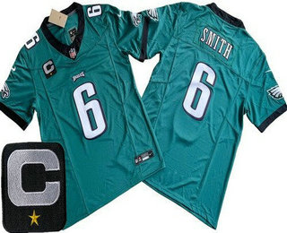 Men's Philadelphia Eagles #6 DeVonta Smith Limited Green C Patch FUSE Vapor Jersey