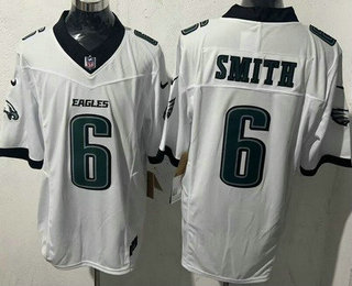 Men's Philadelphia Eagles #6 DeVonta Smith Limited White FUSE Vapor Jersey