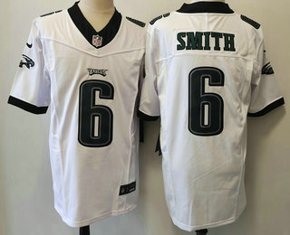 Men's Philadelphia Eagles #6 DeVonta Smith White 2023 FUSE Vapor Limited Stitched Jersey