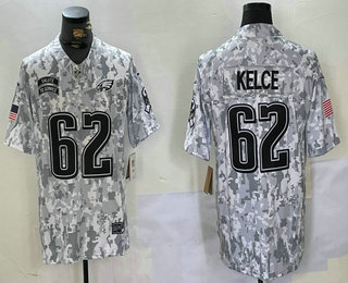 Men's Philadelphia Eagles #62 Jason Kelce Arctic Camo 2024 FUSE Salute to Service Limited Stitched Jersey