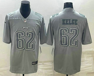 Men's Philadelphia Eagles #62 Jason Kelce Gray Atmosphere Fashion Stitched Jersey