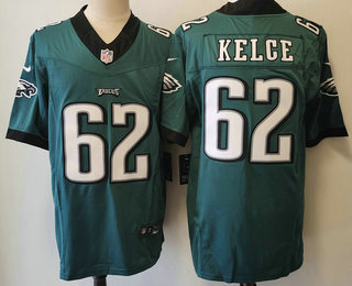 Men's Philadelphia Eagles #62 Jason Kelce Green 2023 FUSE Vapor Stitched Jersey