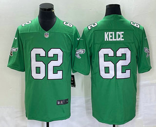 Men's Philadelphia Eagles #62 Jason Kelce Green 2023 Vapor Limited Throwback Jersey