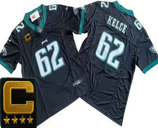 Men's Philadelphia Eagles #62 Jason Kelce Limited Black C Patch FUSE Vapor Jersey