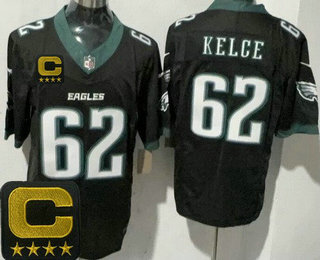 Men's Philadelphia Eagles #62 Jason Kelce Limited Black C Patch FUSE Vapor Jersey