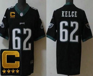 Men's Philadelphia Eagles #62 Jason Kelce Limited Black C Patch FUSE Vapor Jersey