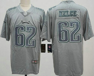 Men's Philadelphia Eagles #62 Jason Kelce Limited Gray Atmosphere Vapor Jersey