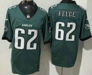 Men's Philadelphia Eagles #62 Jason Kelce Limited Midnight Green FUSE Vapor Jersey