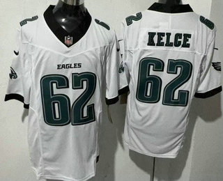 Men's Philadelphia Eagles #62 Jason Kelce Limited White FUSE Vapor Jersey