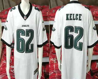 Men's Philadelphia Eagles #62 Jason Kelce White New Logo Vapor Limited Stitched Jersey