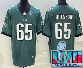 Men's Philadelphia Eagles #65 Lane Johnson Limited Green Super Bowl LVII Vapor Jersey