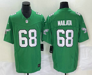 Men's Philadelphia Eagles #68 Jordan Mailata Green 2023 FUSE Vapor Limited Throwback Stitched Jersey