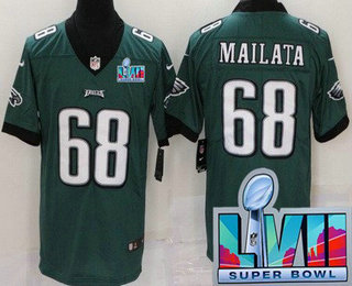 Men's Philadelphia Eagles #68 Jordan Mailata Limited Green Super Bowl LVII Vapor Jersey