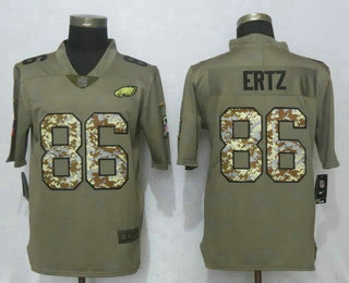 Men's Philadelphia Eagles #86 Zach Ertz Olive With Camo 2017 Salute To Service Stitched NFL Nike Limited Jersey