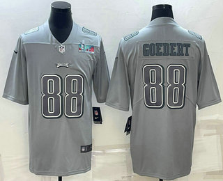Men's Philadelphia Eagles #88 Dallas Goedert Gray Super Bowl LVII Patch Atmosphere Fashion Stitched Jersey