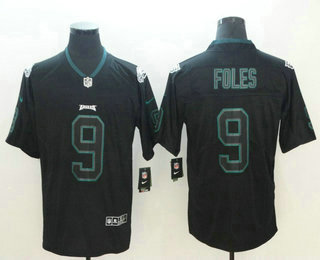 Men's Philadelphia Eagles #9 Nick Foles 2018 Black Lights Out Color Rush Stitched NFL Nike Limited Jersey