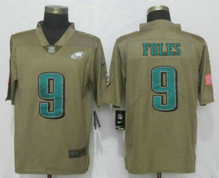 Men's Philadelphia Eagles #9 Nick Foles Olive 2017 Salute To Service Stitched NFL Nike Limited Jersey