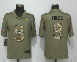 Men's Philadelphia Eagles #9 Nick Foles Olive With Camo 2017 Salute To Service Stitched NFL Nike Limited Jersey