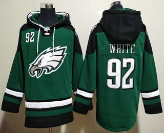 Men's Philadelphia Eagles #92 Reggie White Green Ageless Must Have Lace Up Pullover Hoodie