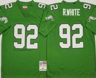 Men's Philadelphia Eagles #92 Reggie White Kelly Green 1990 Throwback Jersey