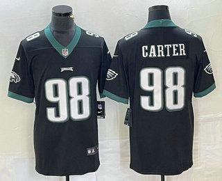 Men's Philadelphia Eagles #98 Jalen Carter Black 2022 Vapor Untouchable Stitched Jersey