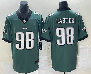 Men's Philadelphia Eagles #98 Jalen Carter Green 2022 Vapor Untouchable Stitched Jersey