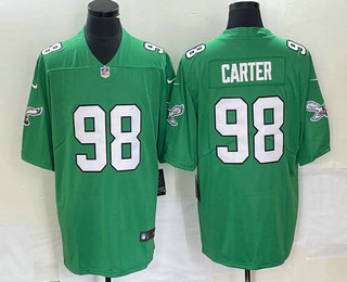 Men's Philadelphia Eagles #98 Jalen Carter Green 2023 Vapor Limited Throwback Jersey