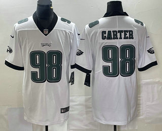 Men's Philadelphia Eagles #98 Jalen Carter White 2022 Vapor Untouchable Stitched Jersey