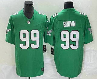 Men's Philadelphia Eagles #99 Jerome Brown Green 2023 FUSE Vapor Limited Throwback Stitched Jersey