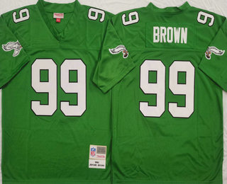 Men's Philadelphia Eagles #99 Jerome Brown Kelly Green Throwback Stitched Jersey