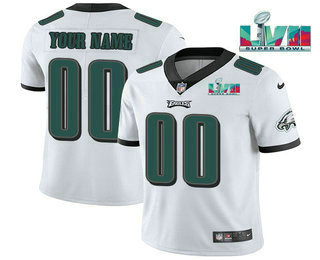 Men's Philadelphia Eagles ACTIVE PLAYER Custom White Super Bowl LVII Patch Vapor Untouchable Limited Stitched Jersey