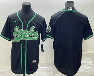 Men's Philadelphia Eagles Blank Black Stitched MLB Cool Base Nike Baseball Jersey