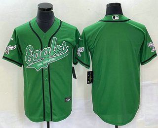 Men's Philadelphia Eagles Blank Green Cool Base Stitched Baseball Jersey