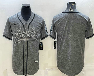 Men's Philadelphia Eagles Blank Grey With Patch Cool Base Stitched Baseball Jersey