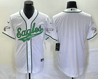 Men's Philadelphia Eagles Blank White Cool Base Stitched Baseball Jersey