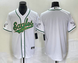 Men's Philadelphia Eagles Blank White Gold Cool Base Stitched Baseball Jersey