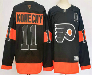 Men's Philadelphia Flyers #11 Travis Konecny Black 2024 Fanatics Stitched Jersey