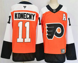 Men's Philadelphia Flyers #11 Travis Konecny Orange 2024 Fanatics Stitched Jersey