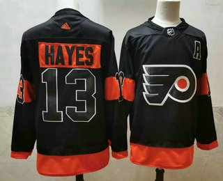 Men's Philadelphia Flyers #13 Kevin Hayes Black Adidas 2020-21 Stitched NHL Jersey