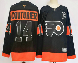 Men's Philadelphia Flyers #14 Sean Couturier Black 2024 Fanatics Stitched Jersey