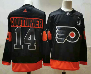 Men's Philadelphia Flyers #14 Sean Couturier Black Adidas 2020-21 Stitched NHL Jersey