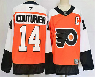 Men's Philadelphia Flyers #14 Sean Couturier Orange 2024 Fanatics Stitched Jersey