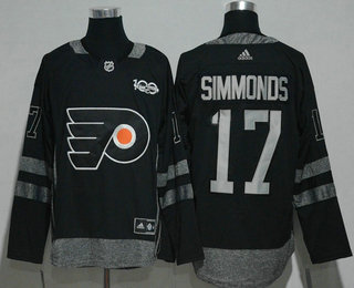 Men's Philadelphia Flyers #17 Wayne Simmonds Black 100th Anniversary Adidas Stitched NHL 2017 Hockey Jersey