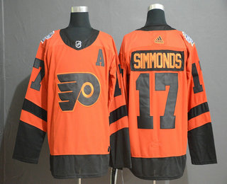 Men's Philadelphia Flyers #17 Wayne Simmonds Orange With A Patch 2019 Stadium Series Adidas Stitched NHL Jersey