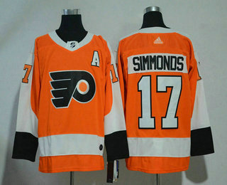 Men's Philadelphia Flyers #17 Wayne Simmonds Orange With A Patch Home 2017-2018 Hockey Adidas Stitched NHL Jersey