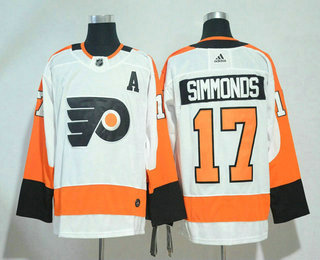 Men's Philadelphia Flyers #17 Wayne Simmonds White With A Patch 2017-2018 Hockey Adidas Stitched NHL Jersey