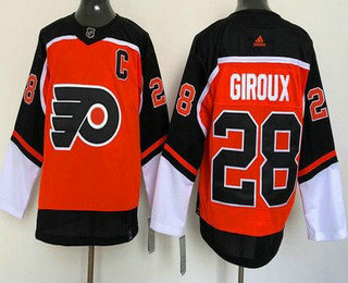 Men's Philadelphia Flyers #28 Claude Giroux Orange 2021 Reverse Retro Authentic Jersey