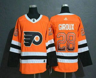 Men's Philadelphia Flyers #28 Claude Giroux Orange Drift Fashion Adidas Stitched NHL Jersey